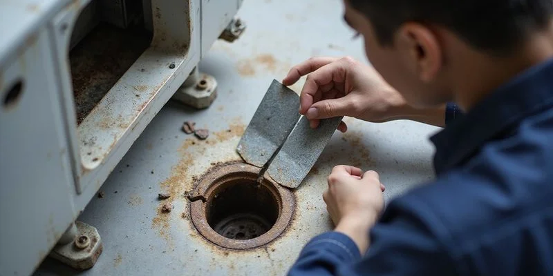 Aircon drain pan components and common leak points