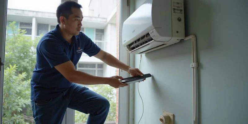 Cleaning and repairing aircon drain pan