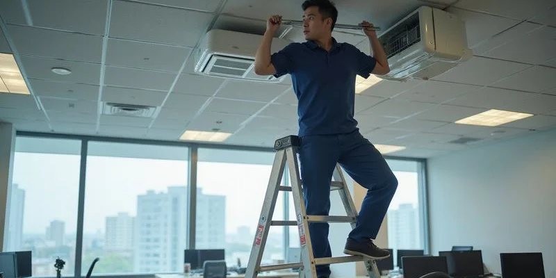 Daikin ceiling cassette commercial aircon servicing