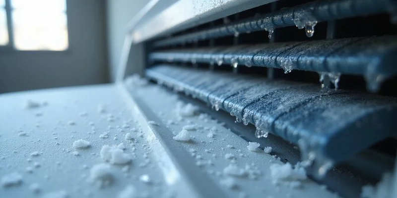 Ice formation on aircon evaporator coil from low gas