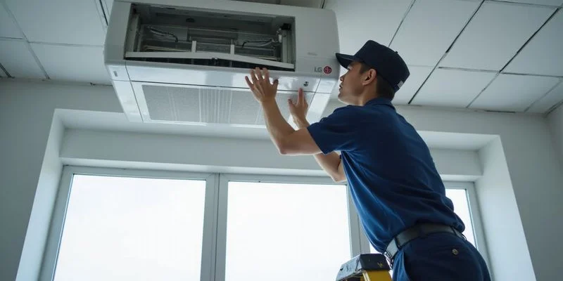 LG commercial ceiling cassette system servicing