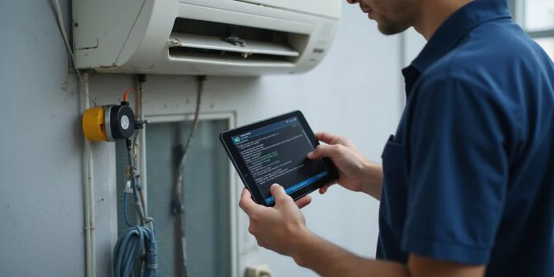 Billy Aircon technician diagnosing aircon error